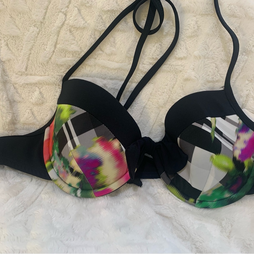 Oscar de la Renta Multicolor Bikini Swimsuit‎ Top Size Large Season R14